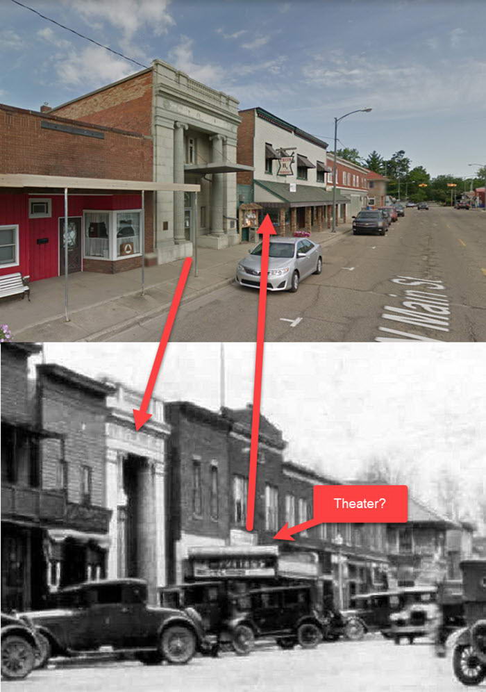 Bellevue Theatre - Comparison Of Old Photo To Current Street View